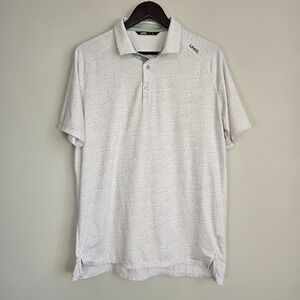 UNRL Golf Polo Mens Large White Geometric Honeycomb Performance Athletic Fit